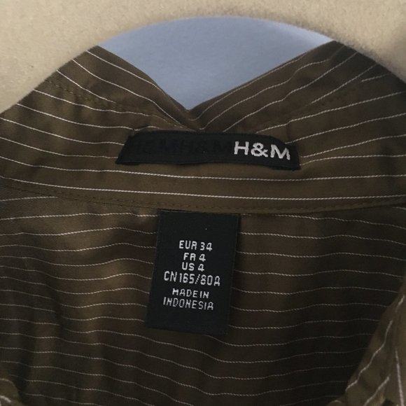 Army green pinstripe blouse - Picture 2 of 3